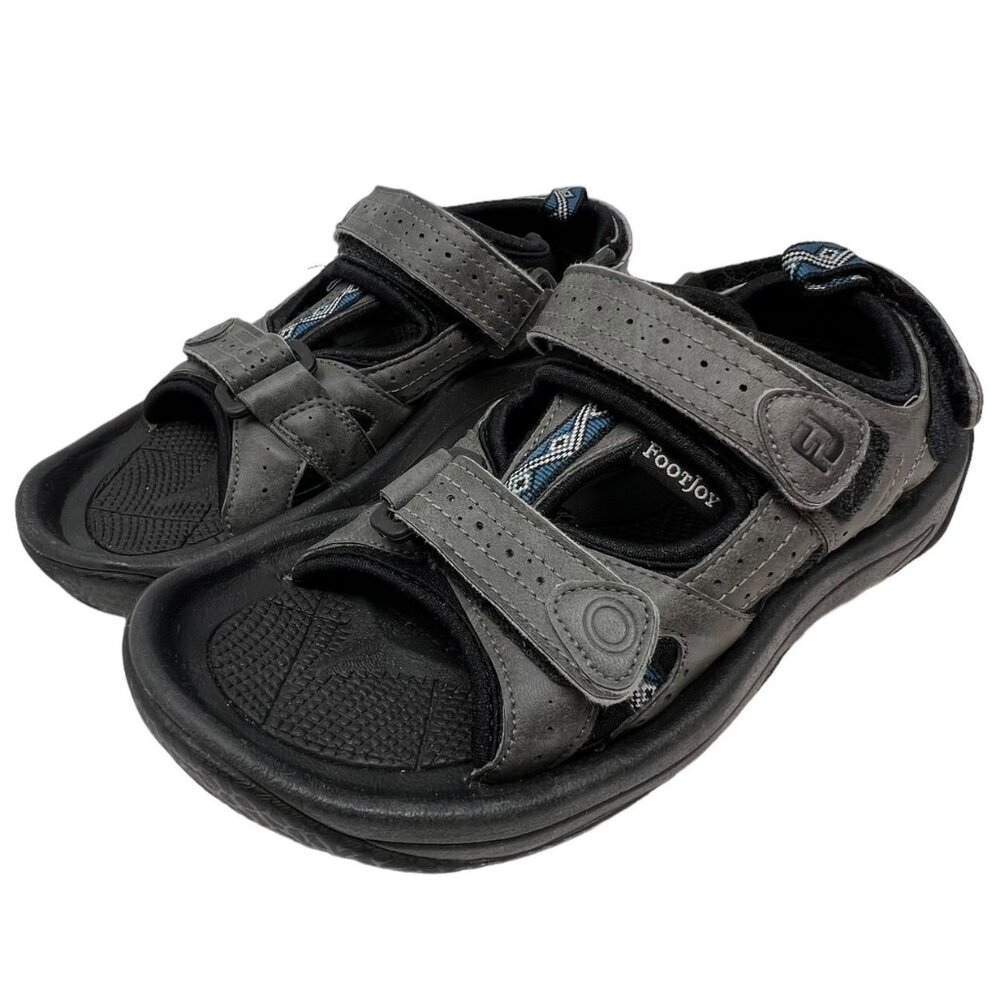 Footjoy Youth Boys 4 M Golf Sandals Gray Soft Spikes Strappy Black 45032
